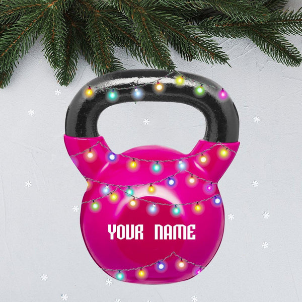 Christmas Sports Collection Ornaments for Christmas Tree Kettlebell Weight Personalized 2D Fitness Gifts for Gym Workout Lovers Trainer Coach - Fitness Gifts for Men - Custom Name Acrylic Keepsake