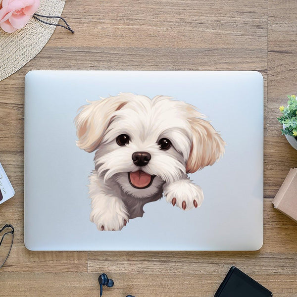Maltese Dog Stickers - Vinyl Decal Dog Car Cracking Bumper Sticker Dog Mom Dad Christams Gifts Die Cut Decals with Multiple Size Decorations for Snowboard Windows Heat and Cold Resistant 8 Inch