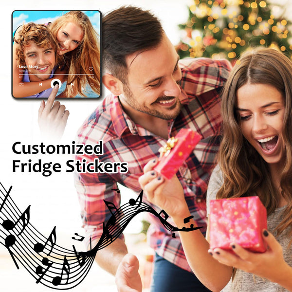 Custom Music Fridge Magnet with Photo, Song & Album Cover Personalized Music Refrigerator Magnet Christmas Valentine's Day Personalized Gifts for Couples (Style 04)