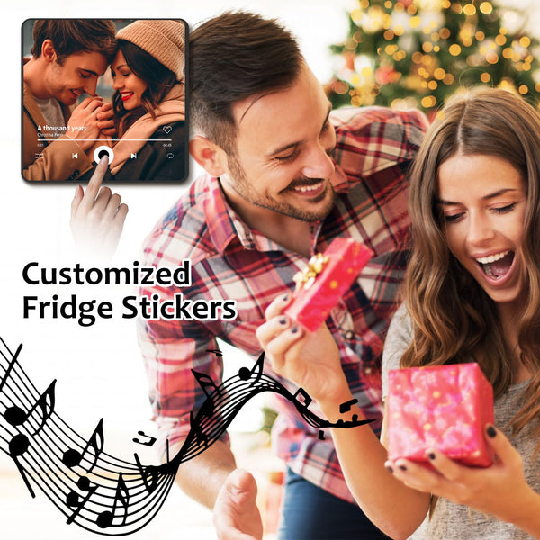 Custom Fridge Magnet Music Album Fridge Sticker Spotify Plaque Magnet Player with Photo Song Christmas Valentine's Day Personalized Gifts for Couples Music Lovers(Style04)