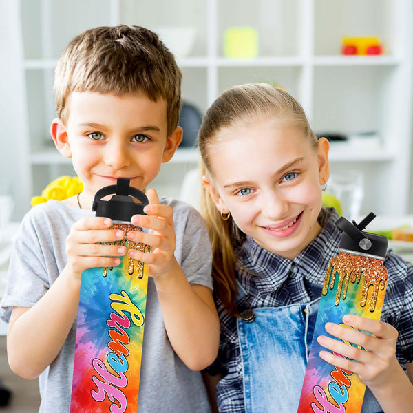 Personalized Water Bottles for School Custom Thermos Water Bottle for Kids with Straw Stainless Steel Tumbler for Girls Boys Back to School Gift Cup for Kids Women Men
