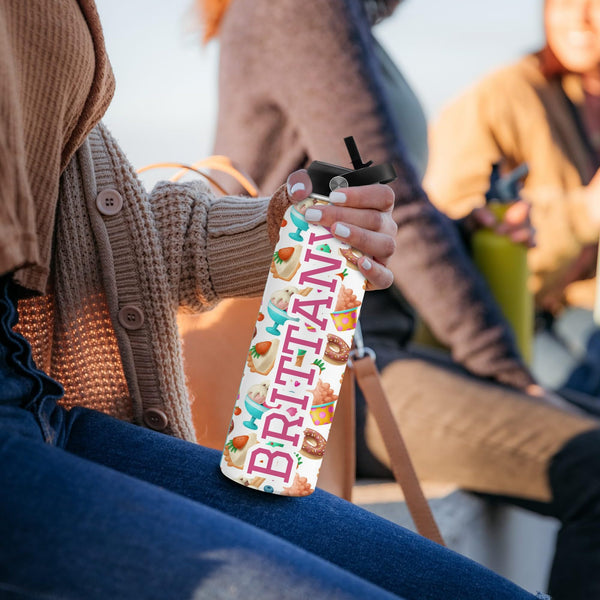 Personalized Water Bottles for School Custom Thermos Water Bottle for Kids with Straw Stainless Steel Tumbler for Girls Boys Birthday Back to School Gift