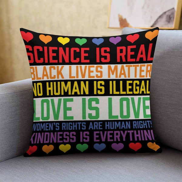 Decorative Pillow Covers - LGBTQ Standard Pillowcase 16" x 16" Science is Real Black Lives Matter Pillows for Couch with Hidden Zipper for Office Home Outdoor Double Side